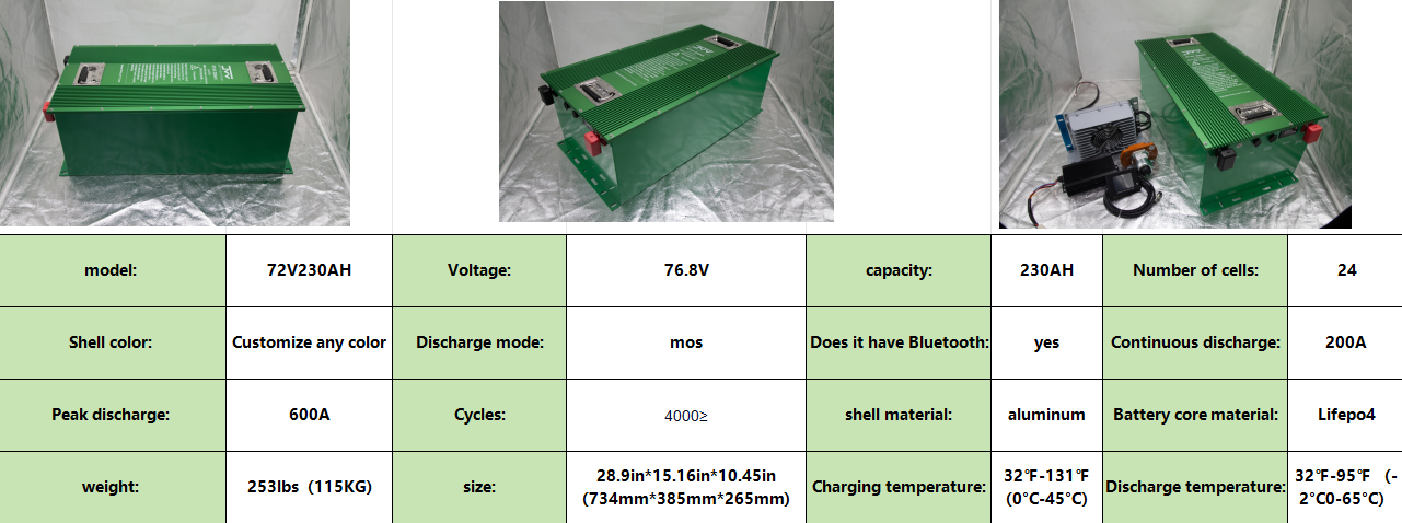 Golf cart battery 76.8v230AH