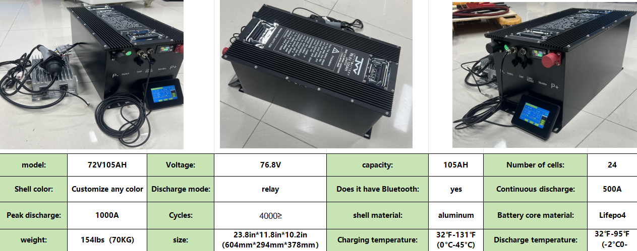 Type B relay protection board golf cart lithium battery 72V 105AH