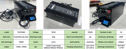 Type B relay protection board golf cart lithium battery 72V 105AH