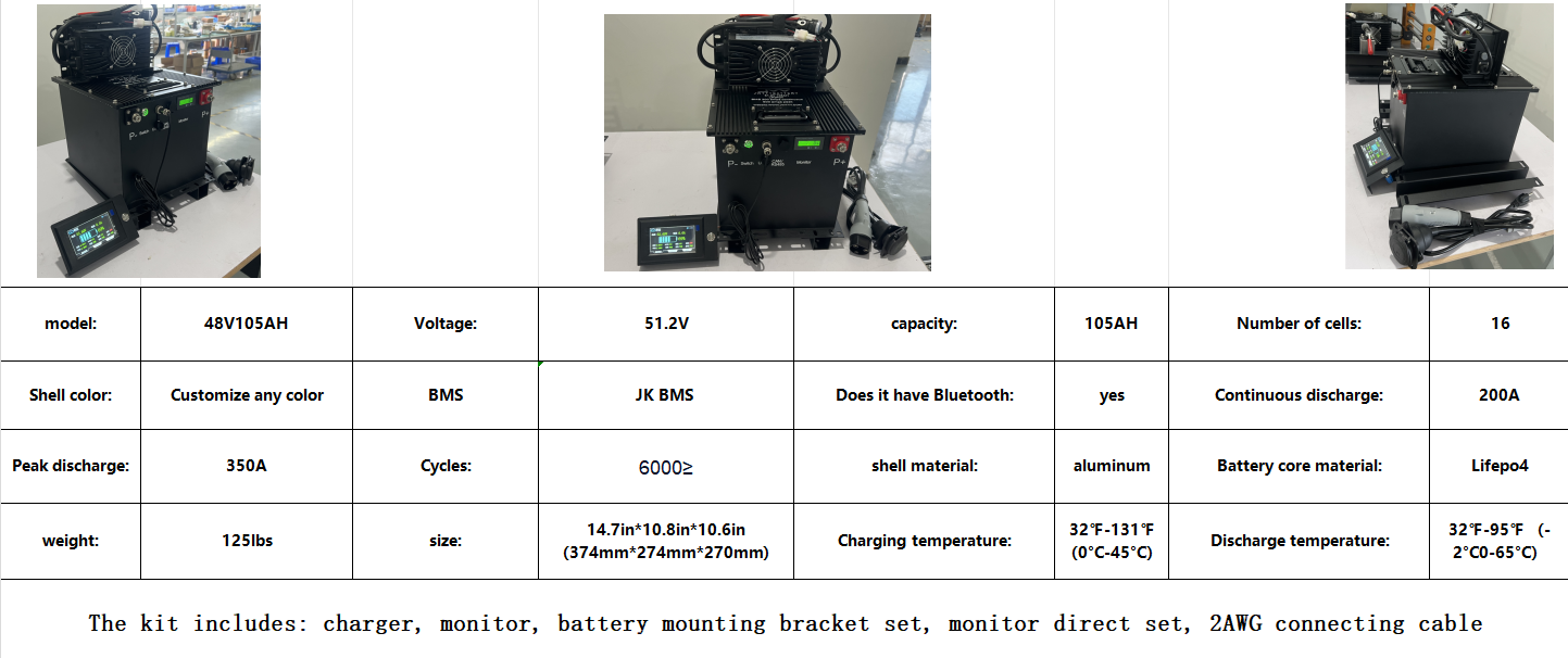 Golf cart lithium battery 51.2V 105AH Lifepo4
