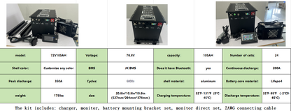golf cart battery 72v105AH