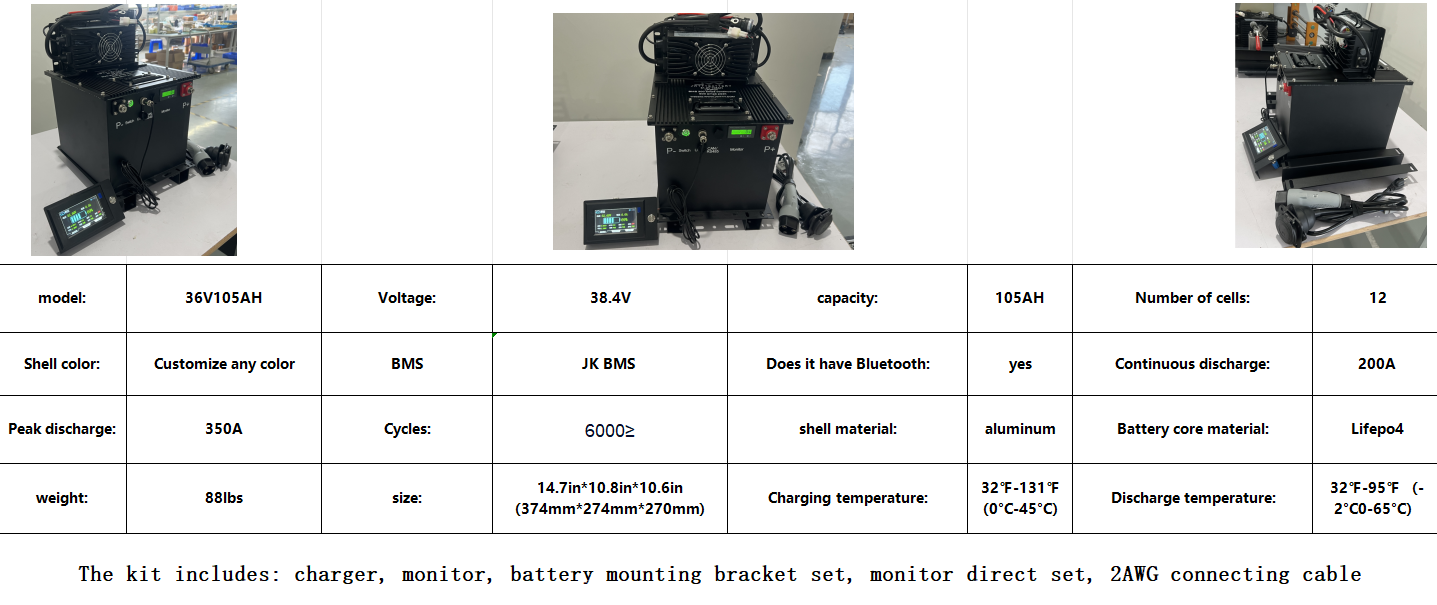 Golf cart lithium battery 38.4V 105AH LifePo4