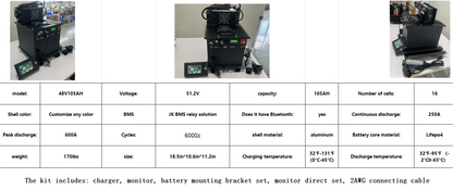 Golf cart lithium battery 51.2V 105AH LifePo4 relay solution JK BMS