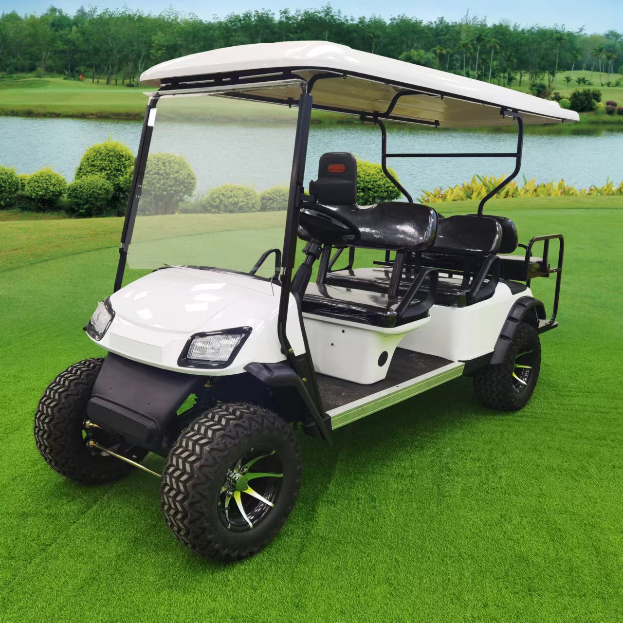 Type A 6-seater golf cart, stylish appearance, super long lithium batte.